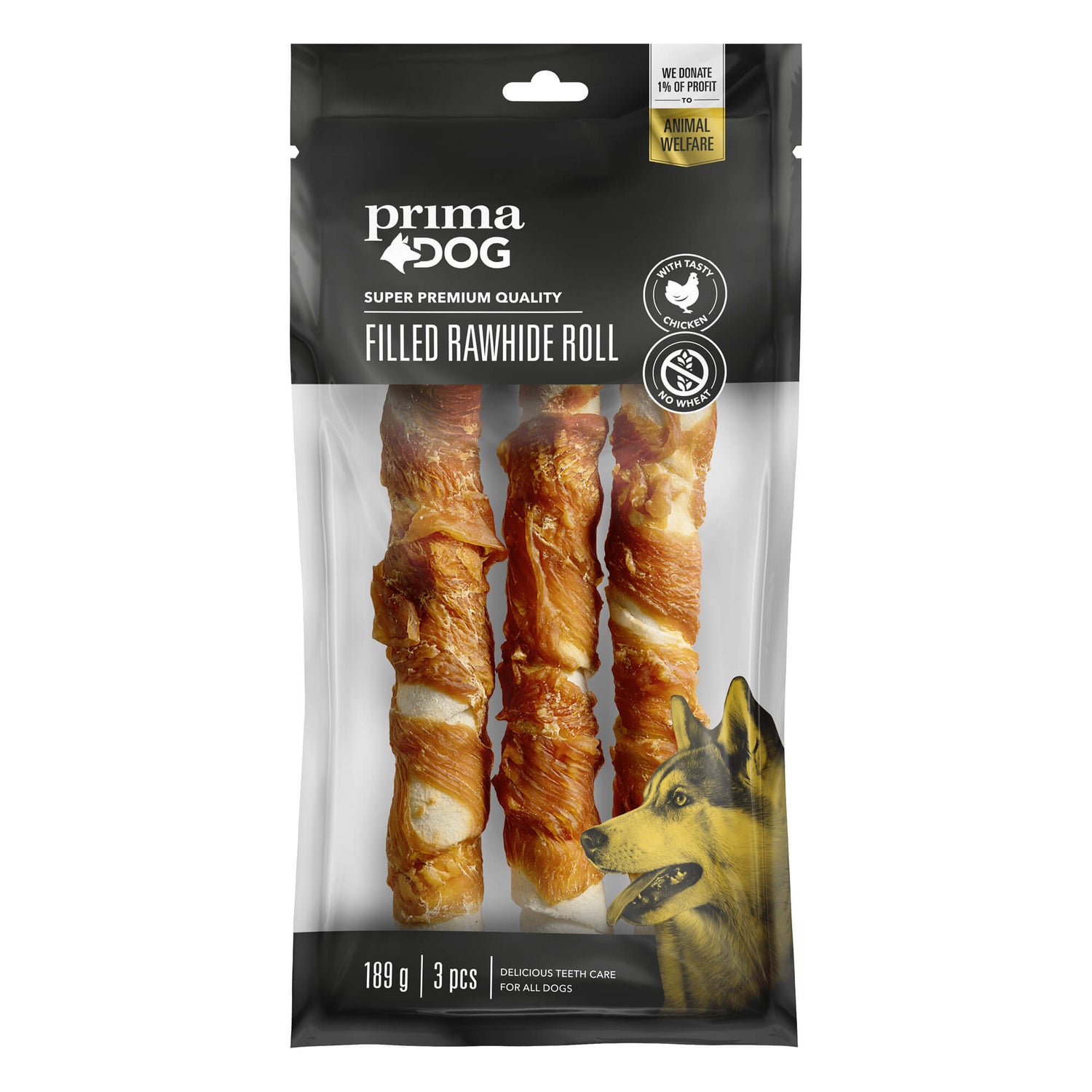 Fylld tuggrulle Kyckling olika storlekar SORT KYCKLING & LÄNGD 18 CM & ANTAL 3 ST & MÄNGD 1