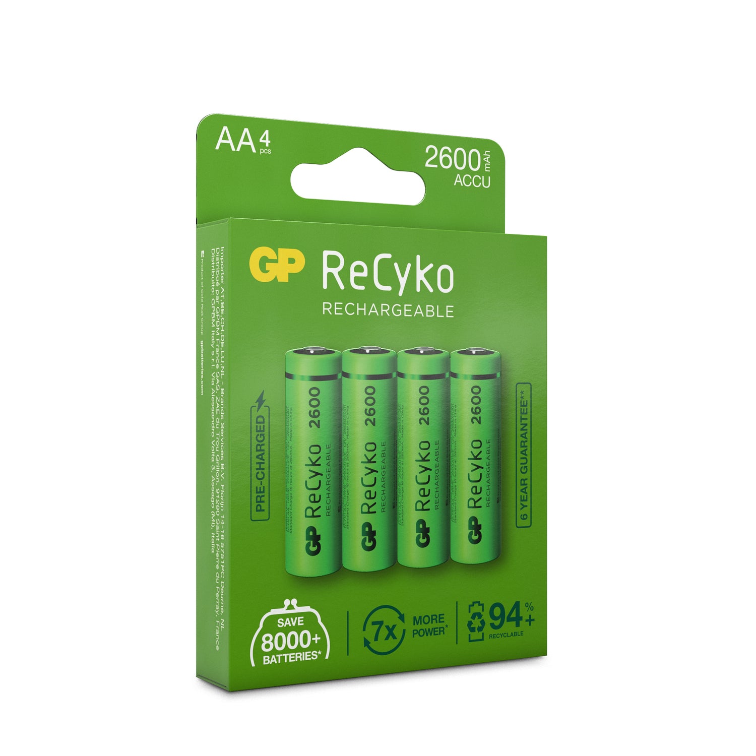 ReCyko AA-batteri, 2600mAh, 4-pack GRÖN / EN STL