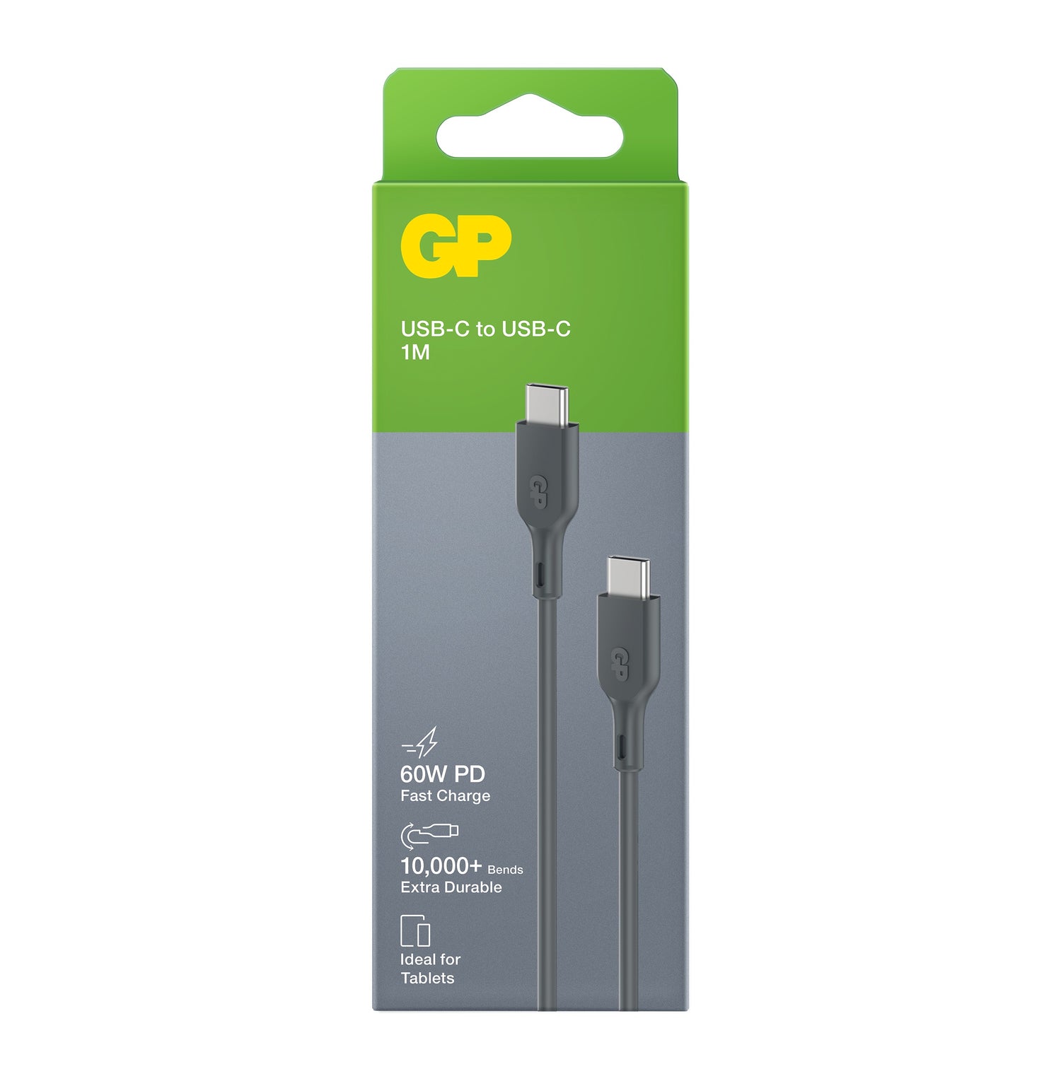 Essential USB-kabel CC1P, USB-C till USB-C, 60W 1 meter GRÅ / 1 M