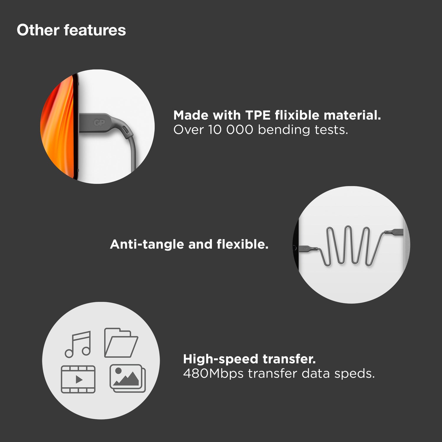 Essential 3-in-1 microUSB,USB-C,Lightning GRÅ / 1 M