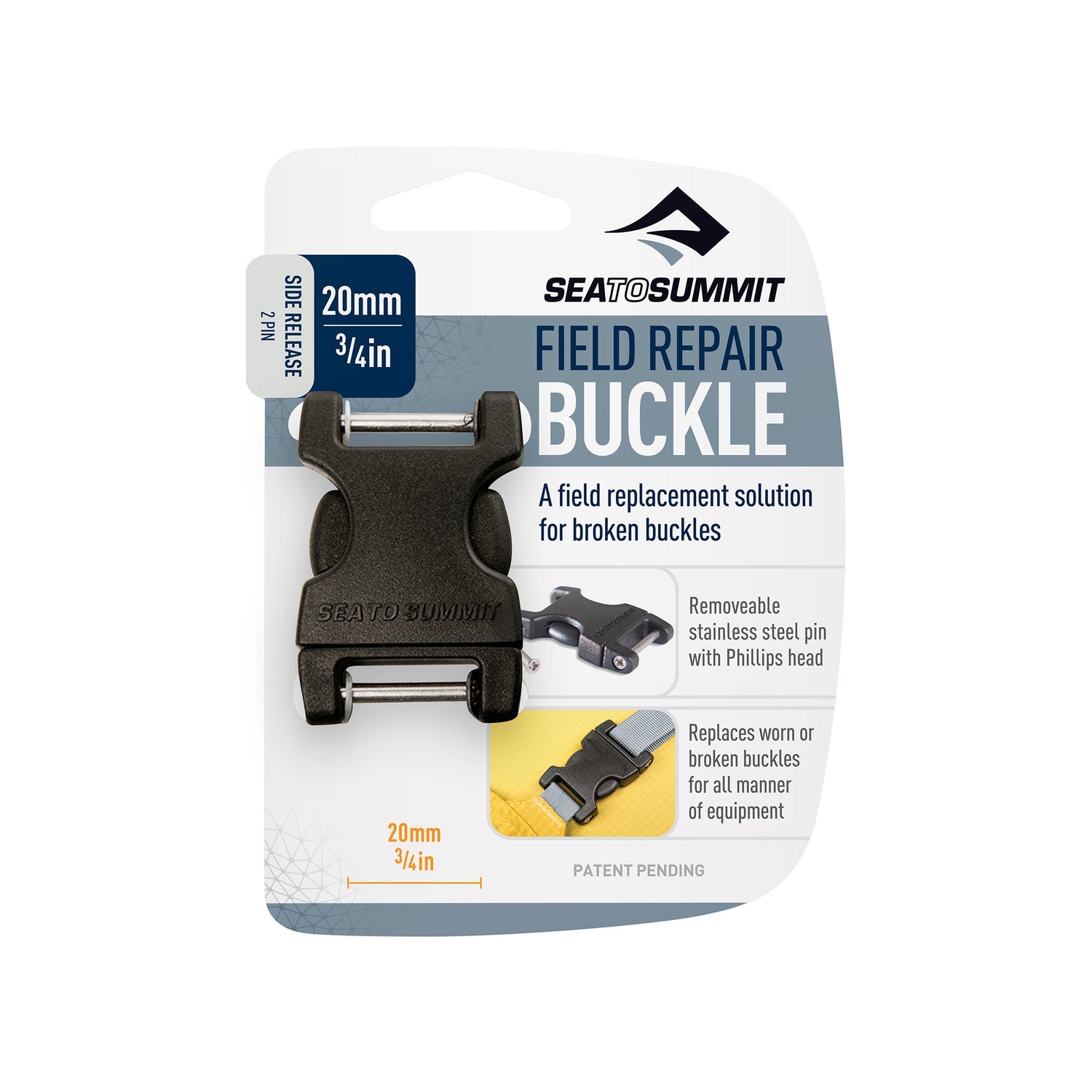 Buckle Side Release 2 Pin BLACK / 20 MM