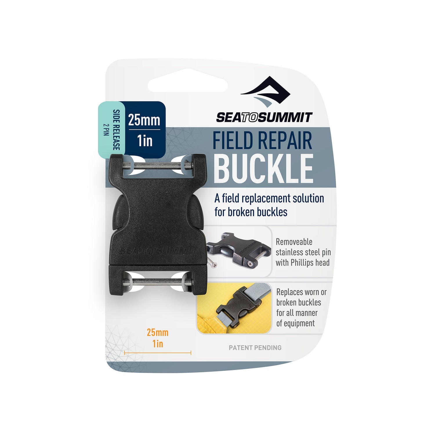 Buckle Side Release 2 Pin BLACK / 25 MM