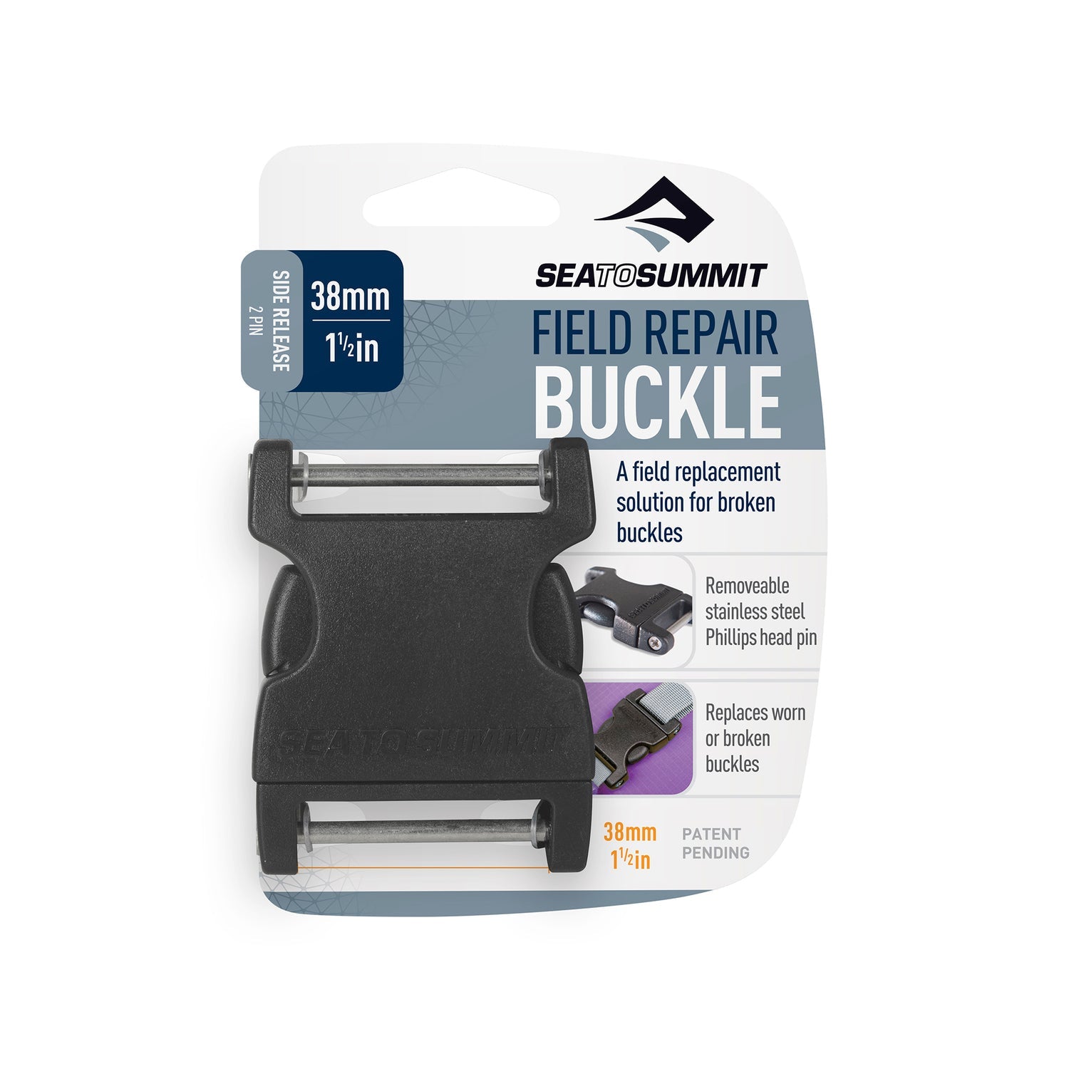 Buckle Side Release 2 Pin BLACK / 38 MM