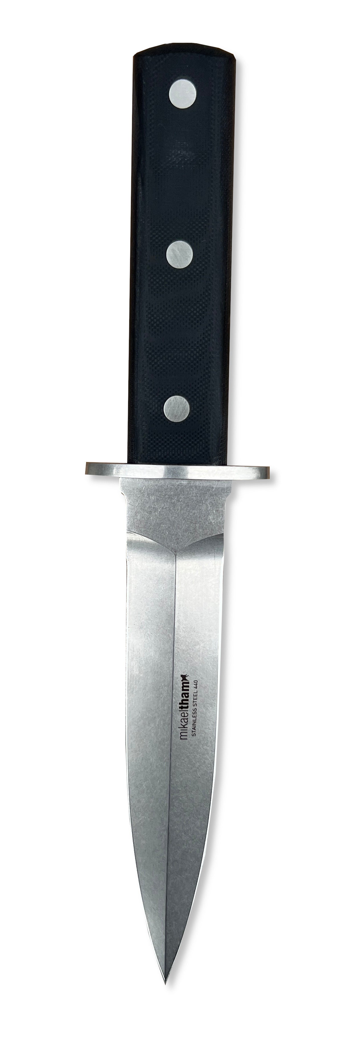 Avfångningskniv - Stickniv V2, dubbel eggad 16cm SVART / 16 CM