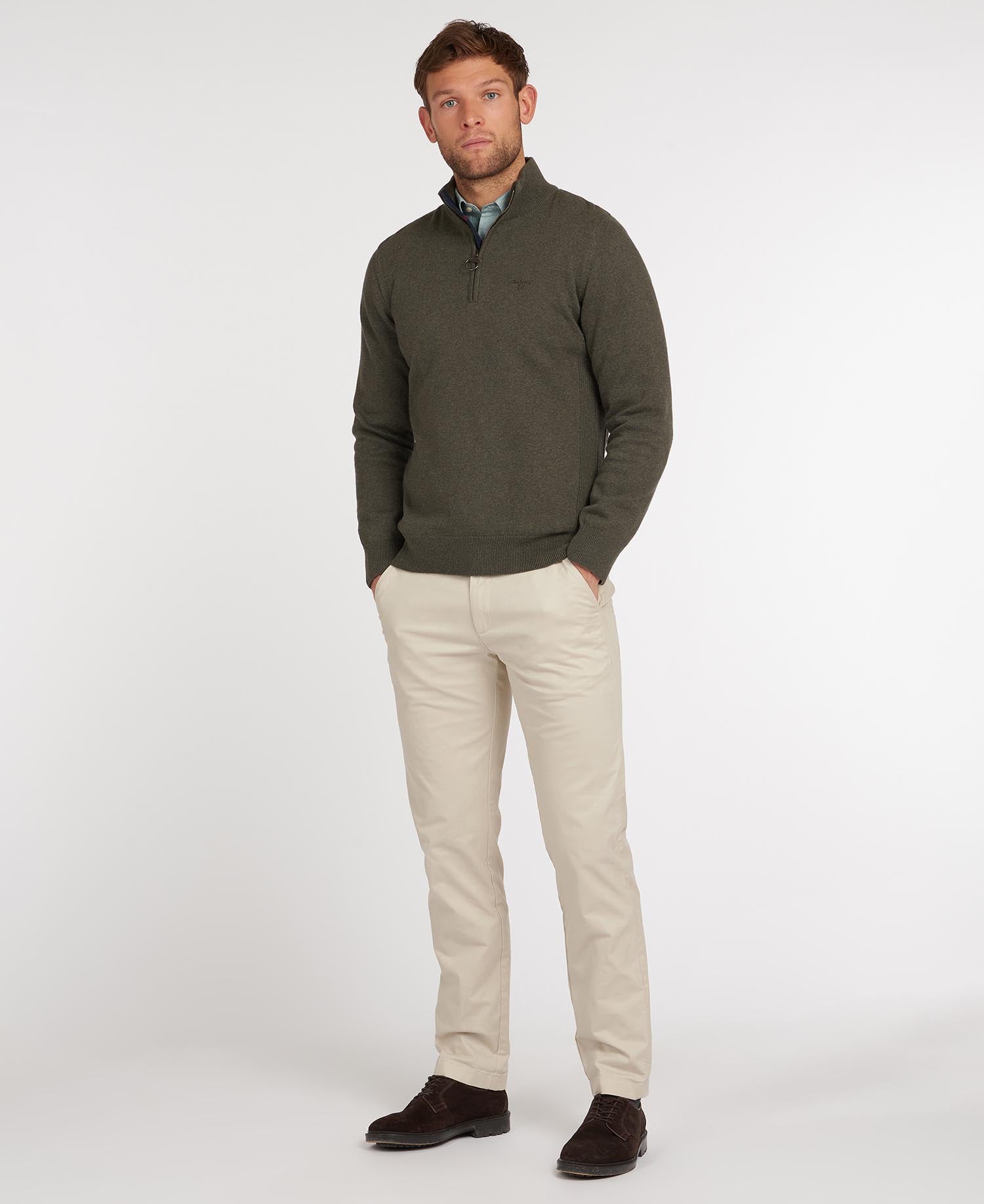 Cotton Half zip Men OLIVE MARL / XXL
