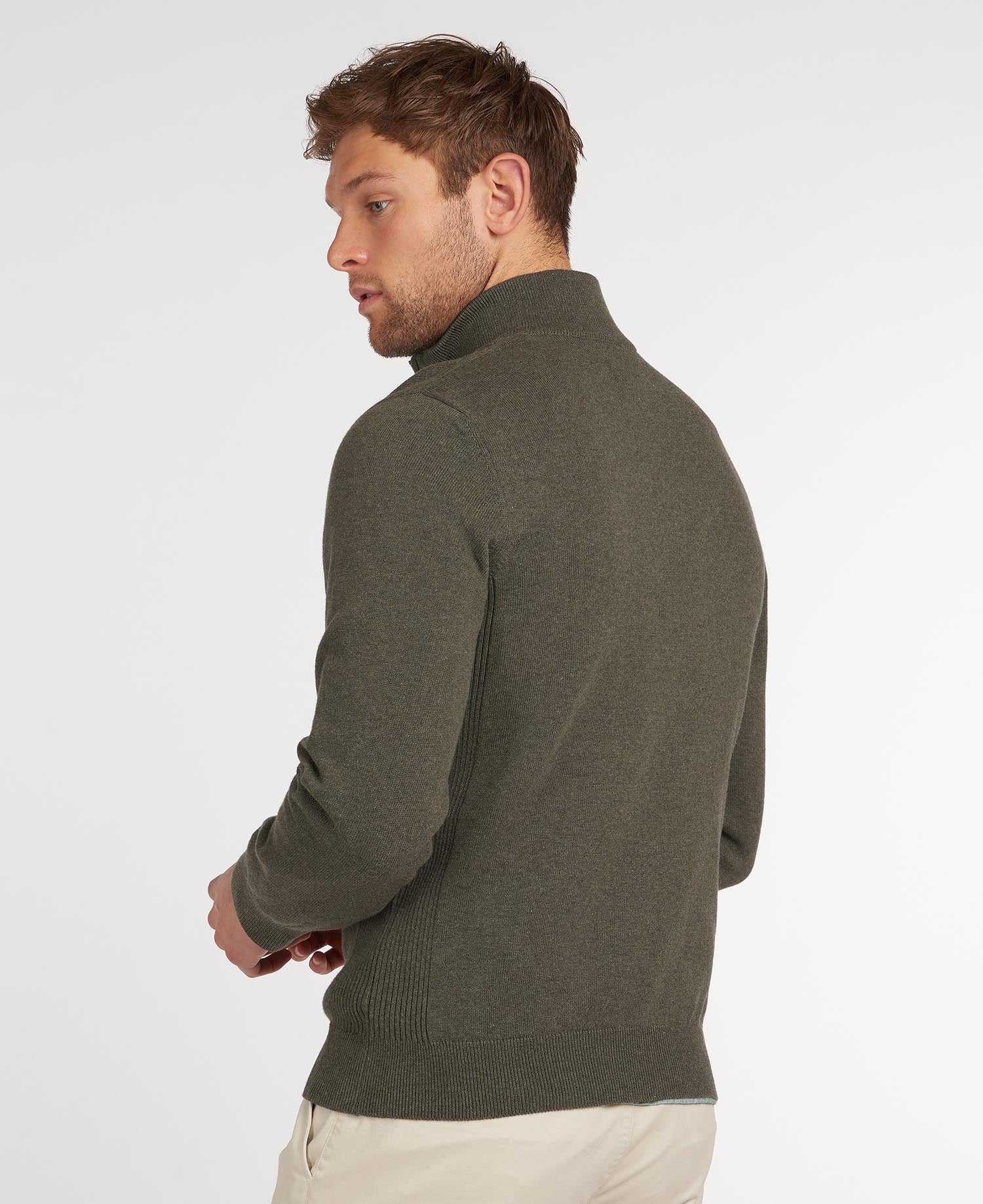 Cotton Half zip Men OLIVE MARL / S