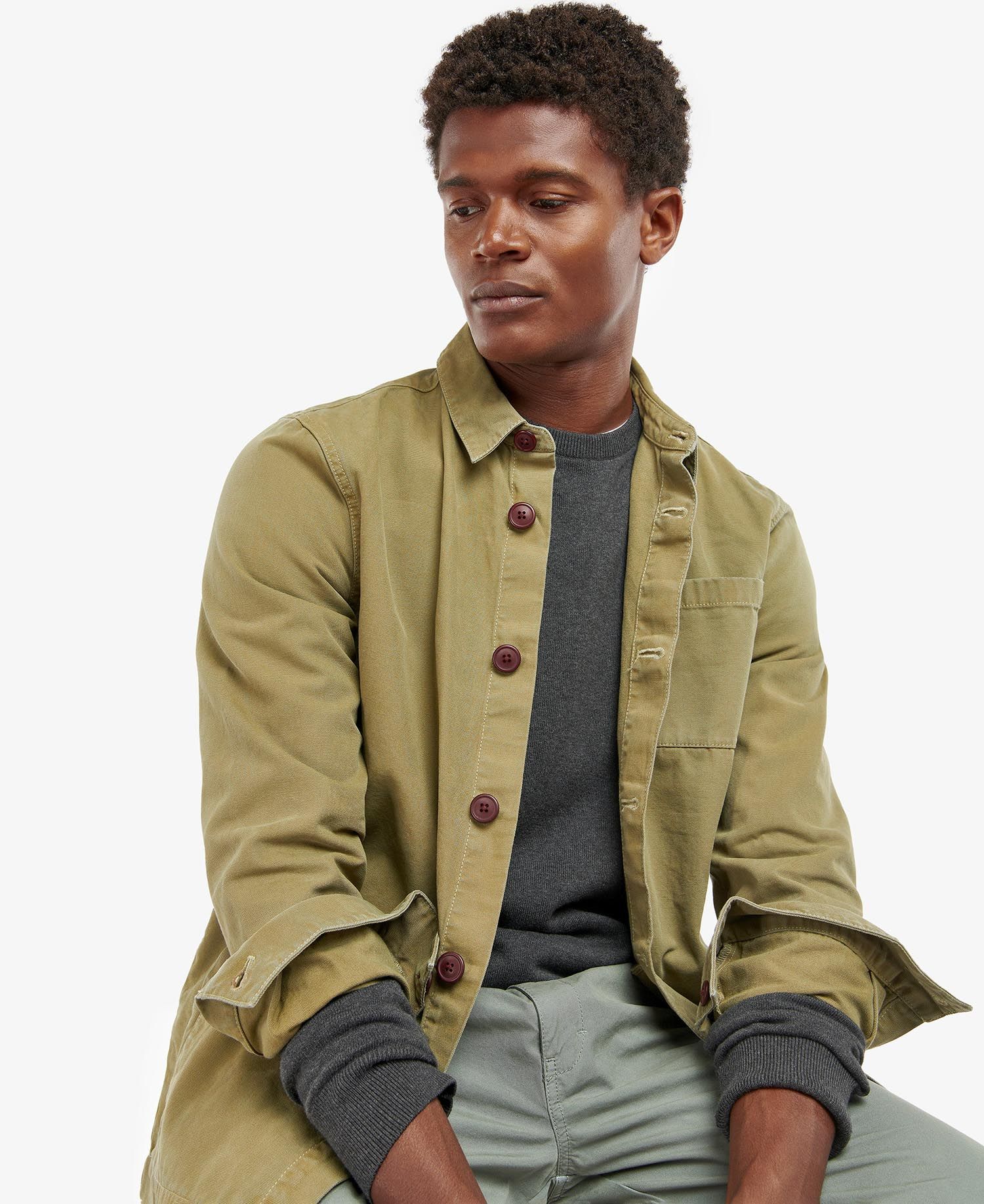 Washed Overshirt Men BLEACHED OLIVE / S
