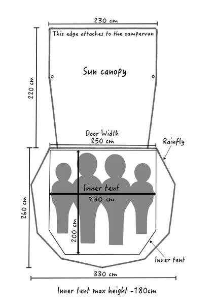 Multitält för Campervans, camping och bil DARK GREY / ONE SIZE