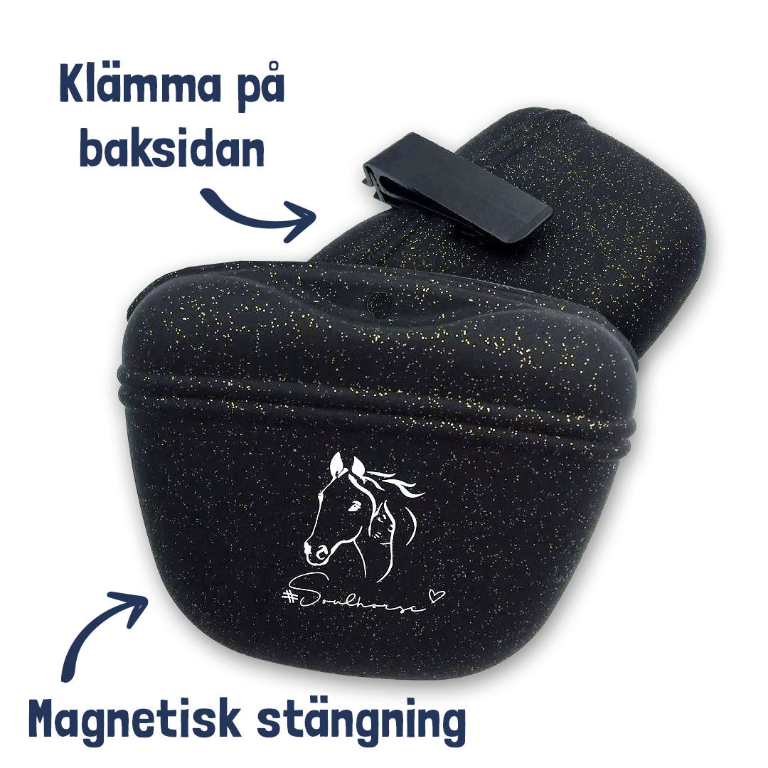 Godispåse i silikon SVART GLITTER / 1 STYCKE