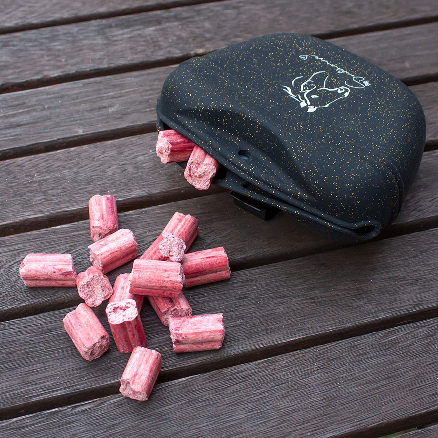 Godispåse i silikon SVART GLITTER / 1 STYCKE