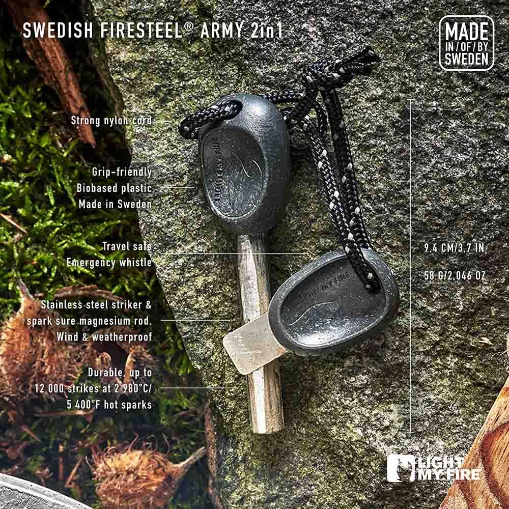 Swedish FireSteel army 2in1 COCOSHELL / EN STL