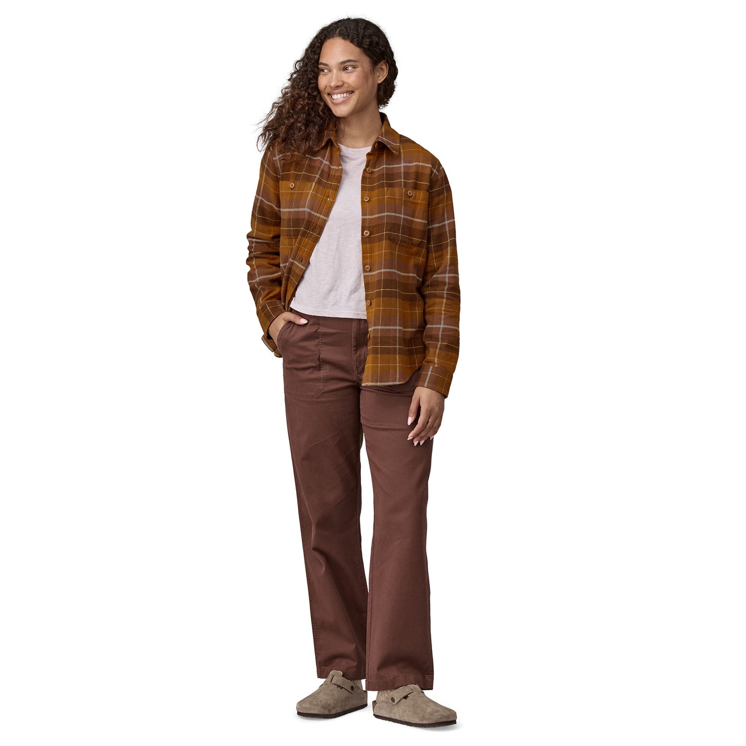 Women's Fjord Flannel Shirt HAPPY CAMPER: SHELTER BROWN / S
