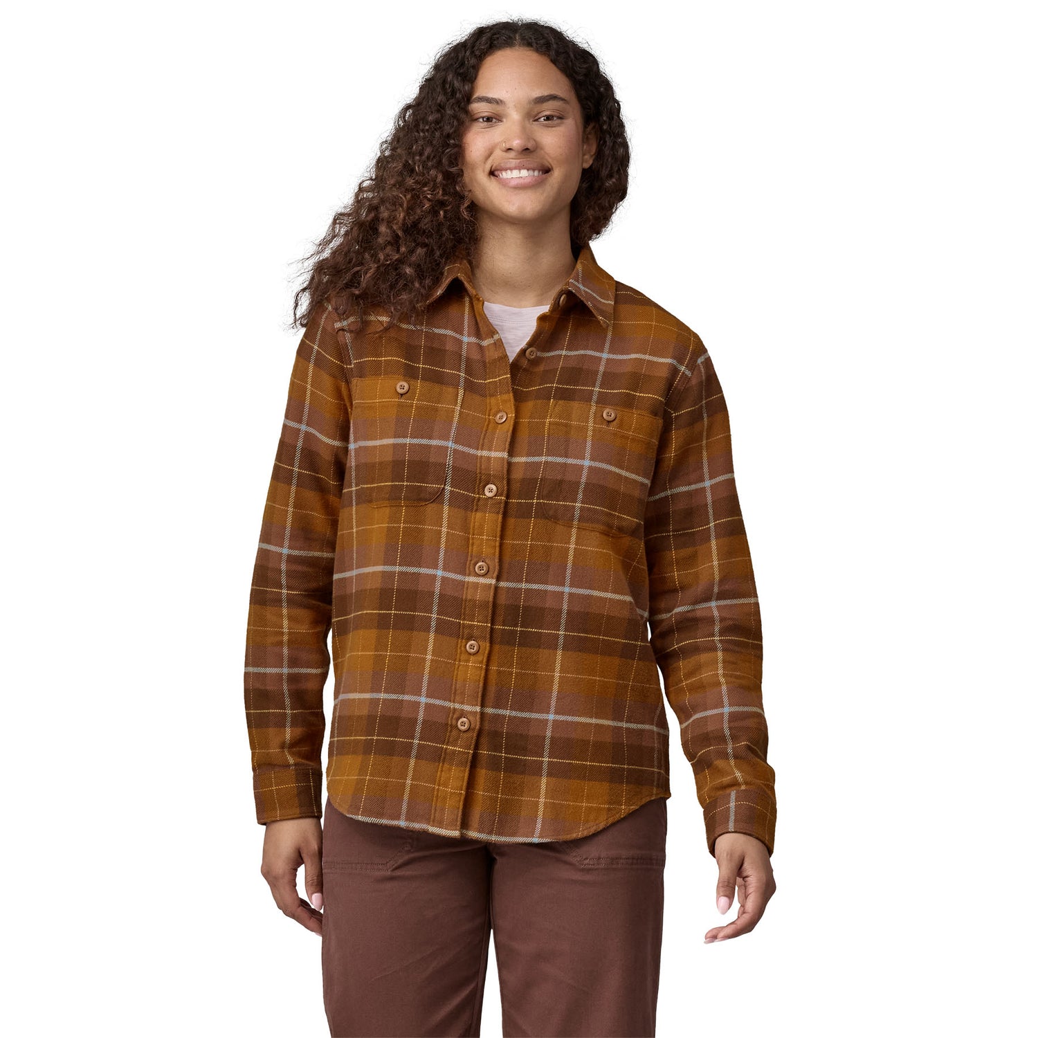 Women's Fjord Flannel Shirt HAPPY CAMPER: SHELTER BROWN / L