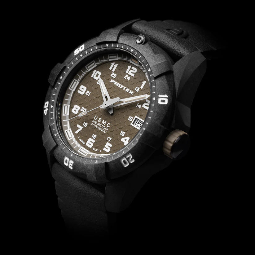 Protek Automatic Carbon USMC Dive Series 1210 SVART D SAND MED SVART ARMBAND / 1 ST / EN STL
