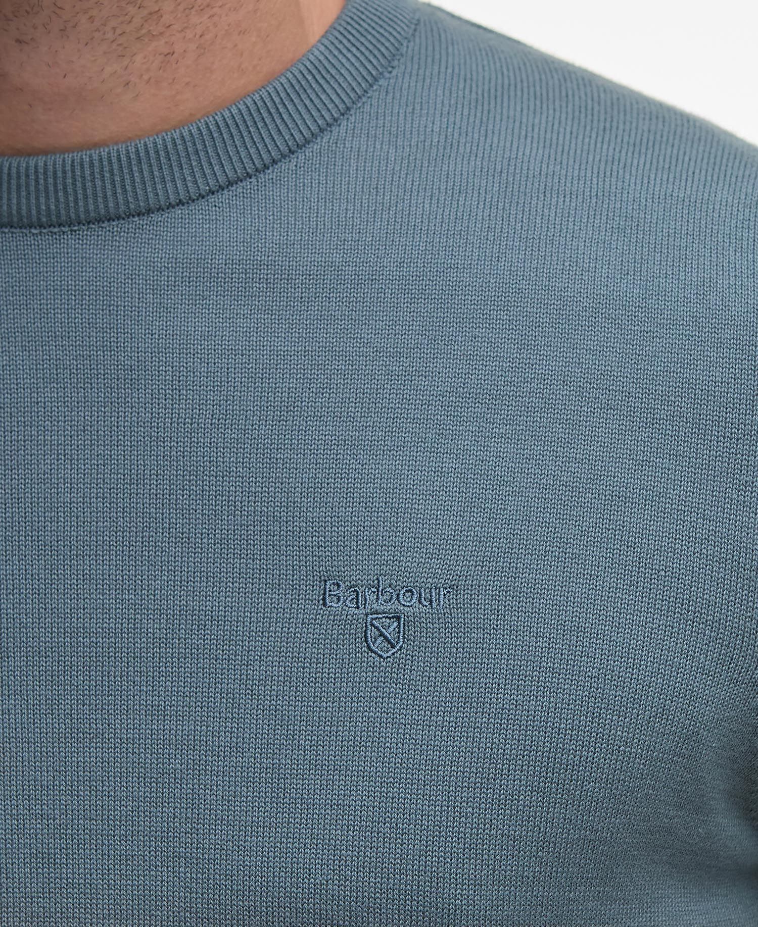 Pima Cotton Crew Neck Jumper Men VINTAGE TEAL / S