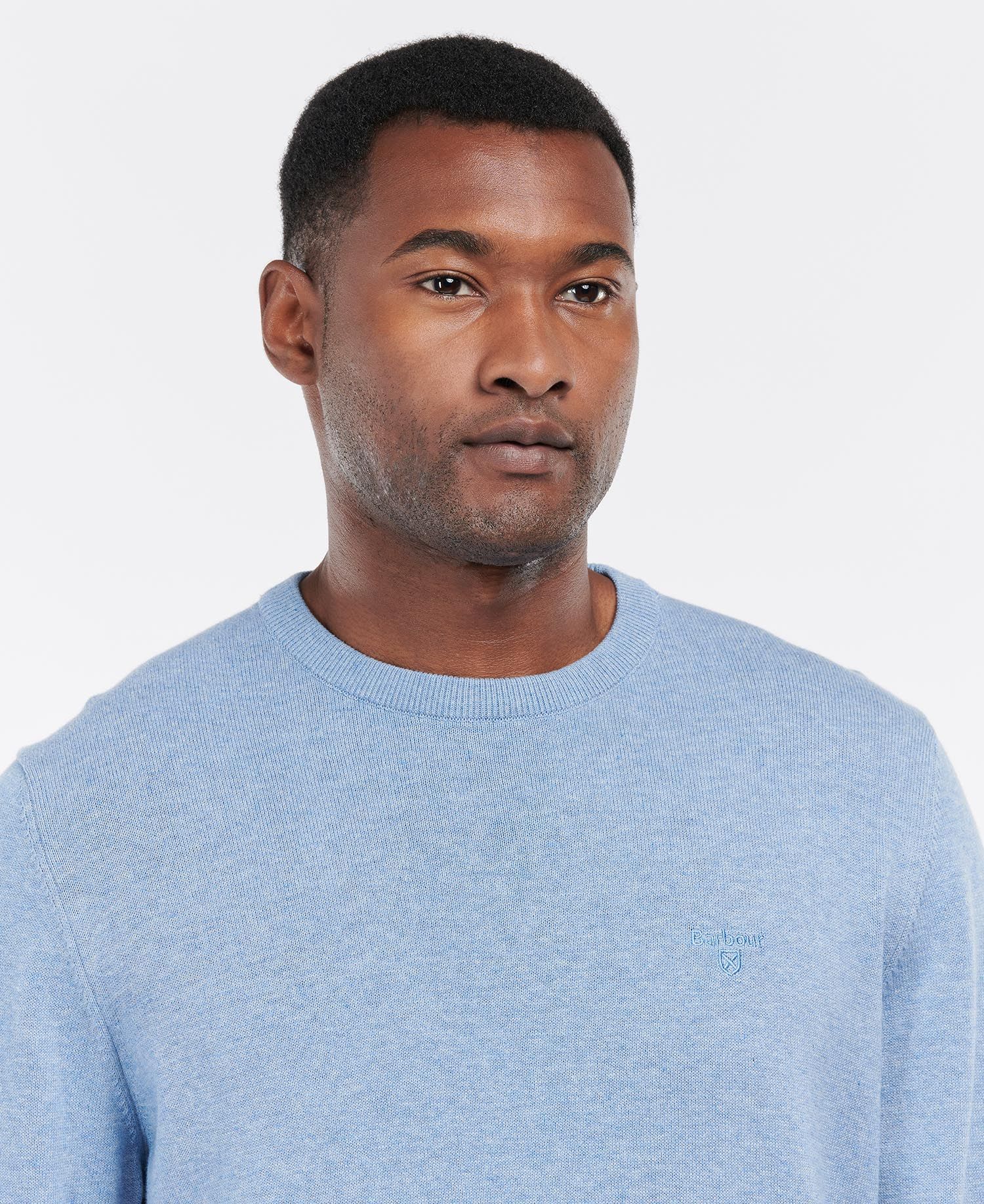 Pima Cotton Crew Neck Jumper Men DK CHAMBRAY / M