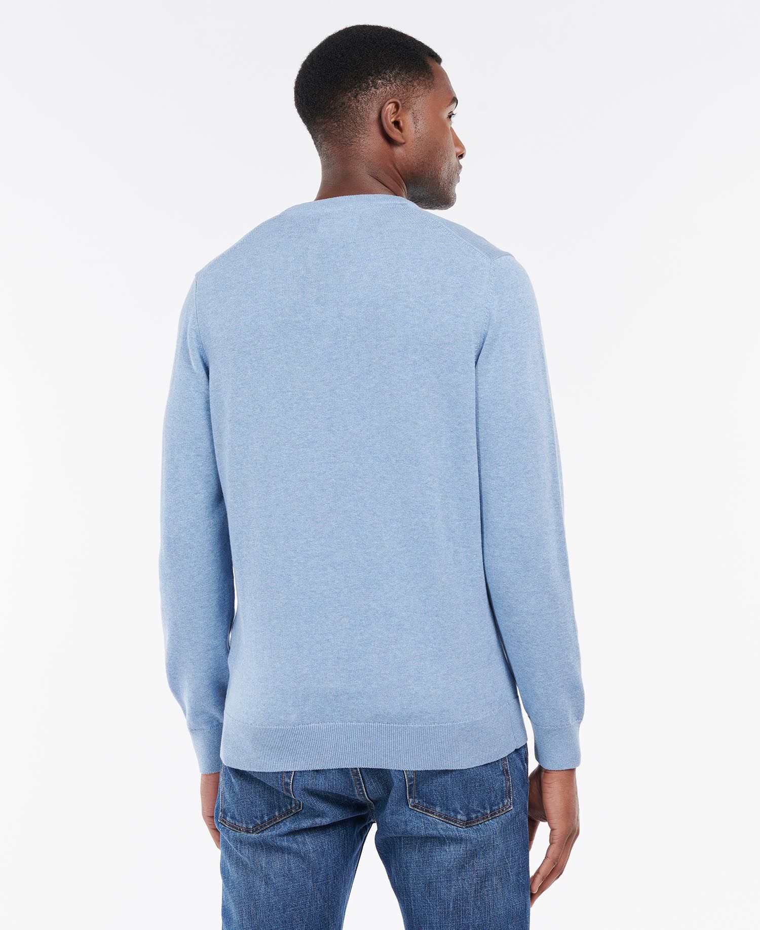 Pima Cotton Crew Neck Jumper Men DK CHAMBRAY / L