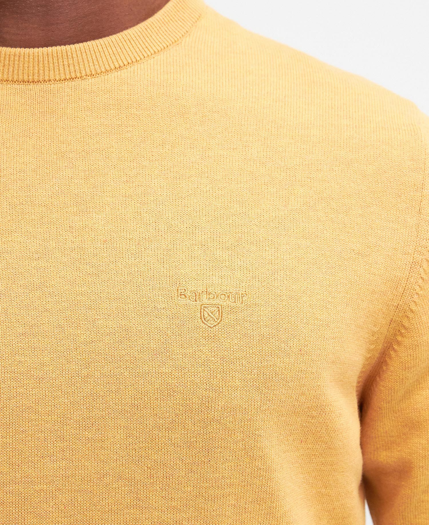 Pima Cotton Crew Neck Jumper Men HONEY GOLD / L