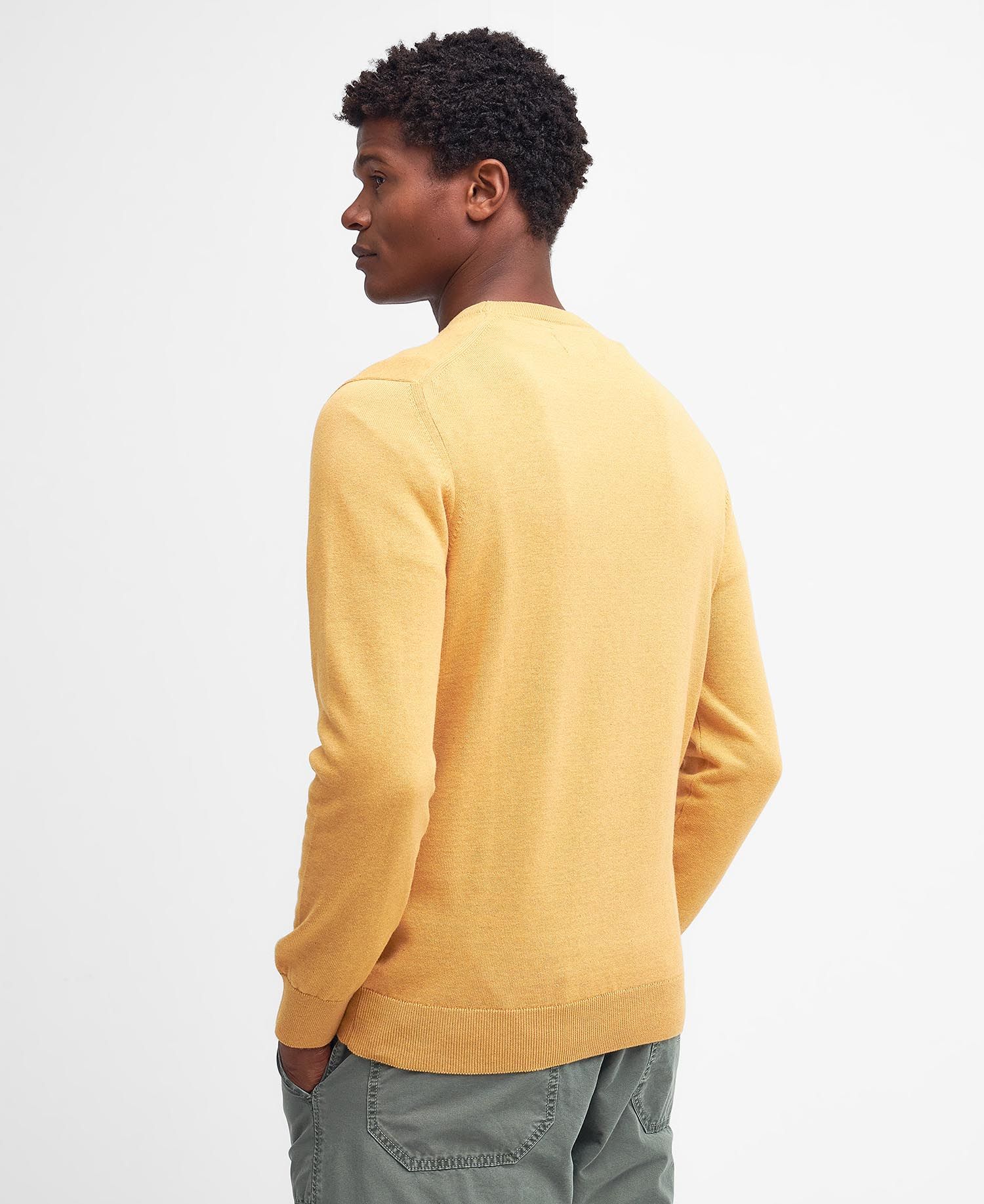 Pima Cotton Crew Neck Jumper Men HONEY GOLD / L
