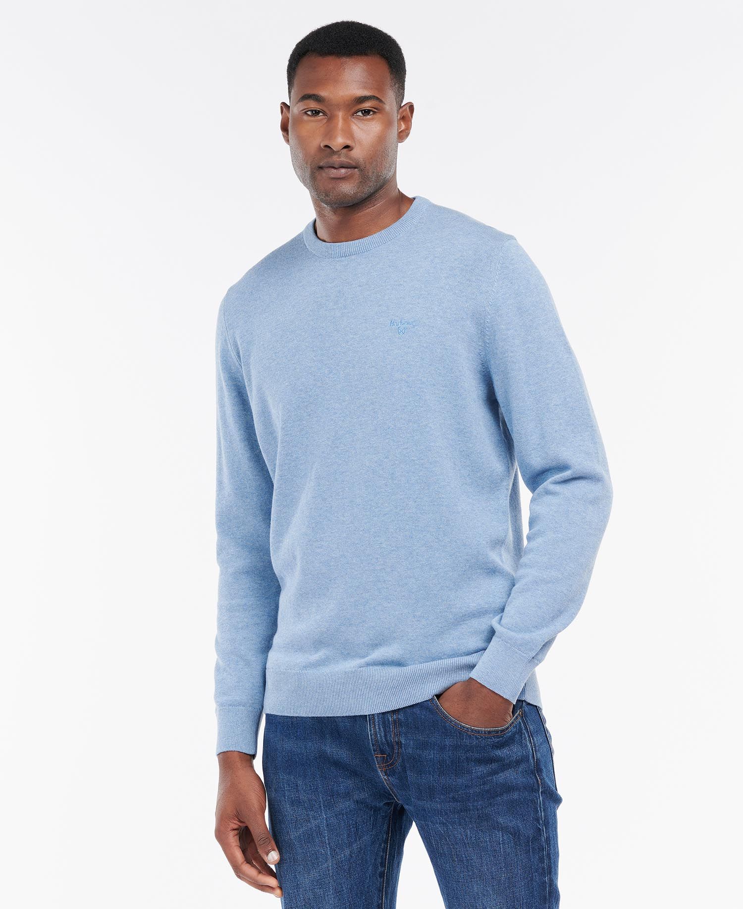 Pima Cotton Crew Neck Jumper Men DK CHAMBRAY / XL