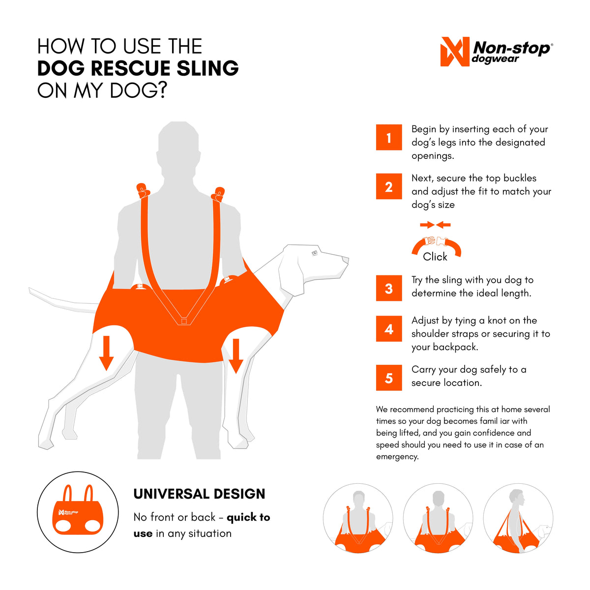 Dog rescue sling, räddningssele för hund