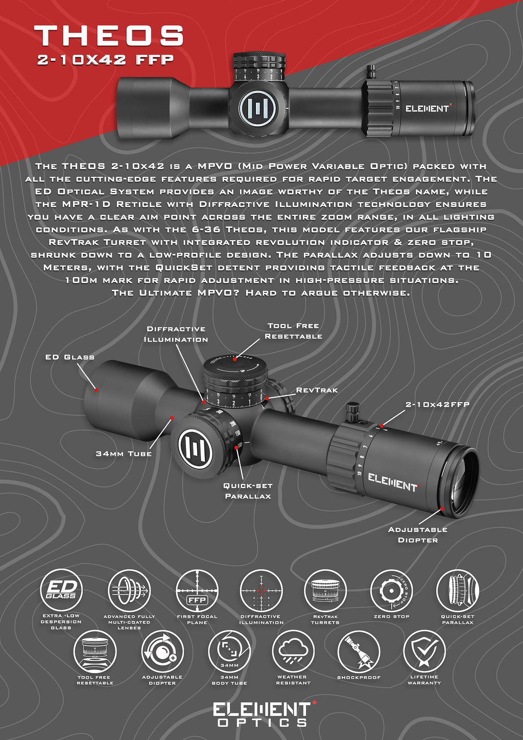 Theos 2-10x42 FFP MIL