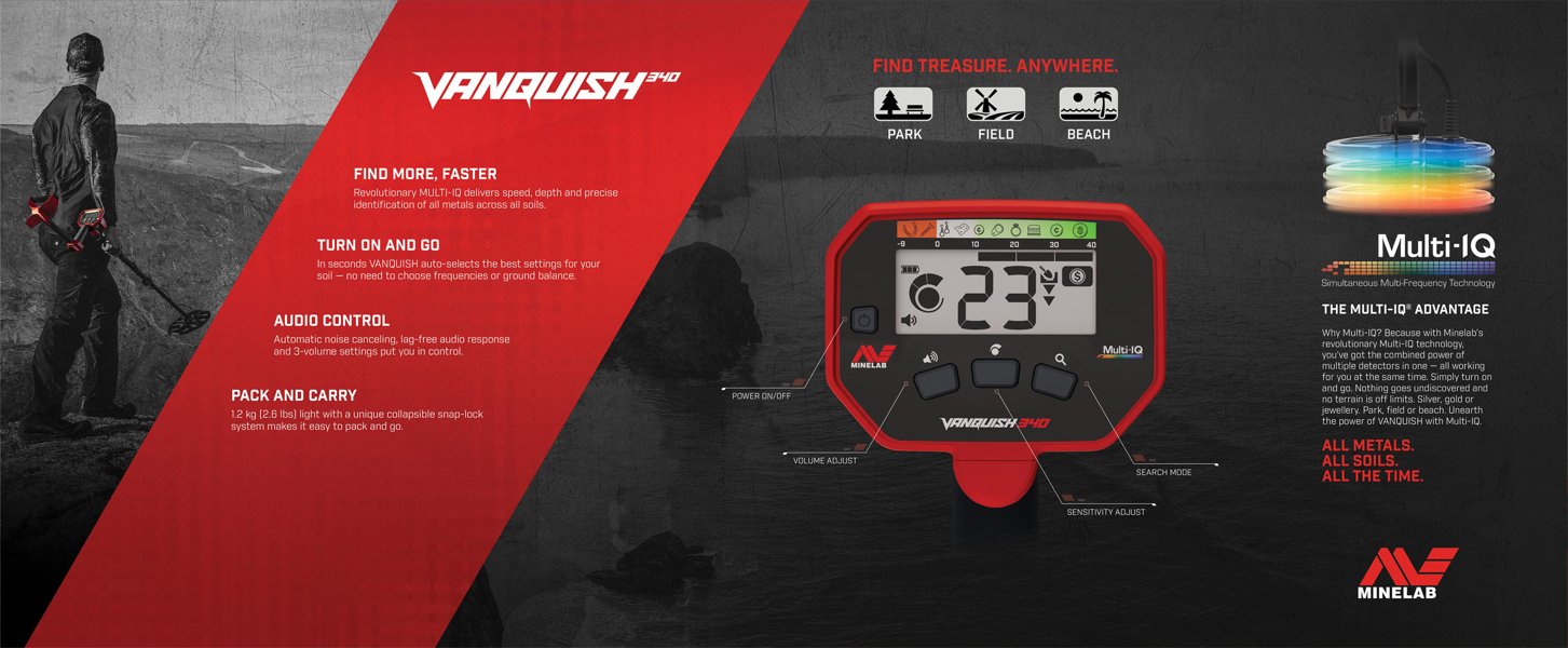Vanquish 340 - Multi IQ för god metallurskiljning SVART/RÖD / EN STL