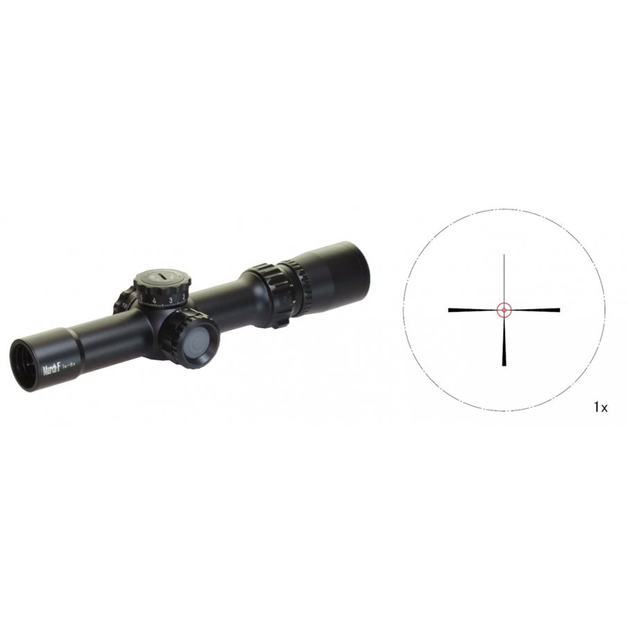F 1-8x24 FFP MRAD FMC-2 Belyst Kikarsikte 30 MM