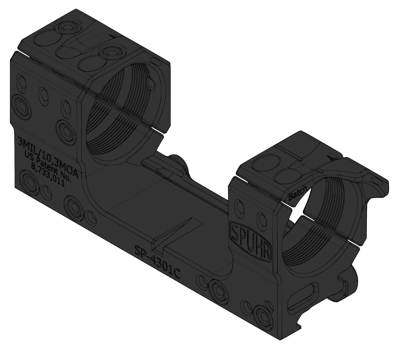 SP-4301C Gen 3 34 mm Picatinny Fastmontage, 3 MIL, 34 mm EN STL