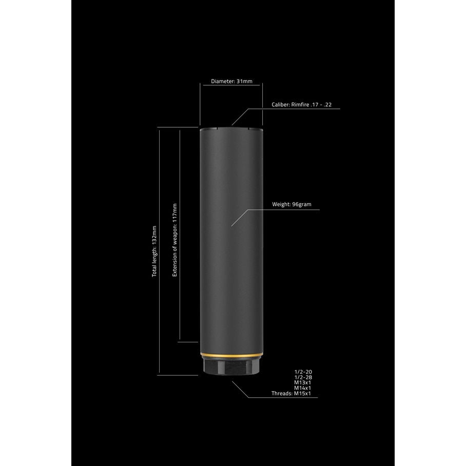 RF Ljuddämpare .22LR / 1/2