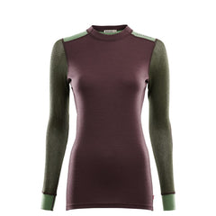 WoolNet Hybrid Crewneck Shirt Women JET BLACK/OLIVE NIGHT/BEIGE MEL / L