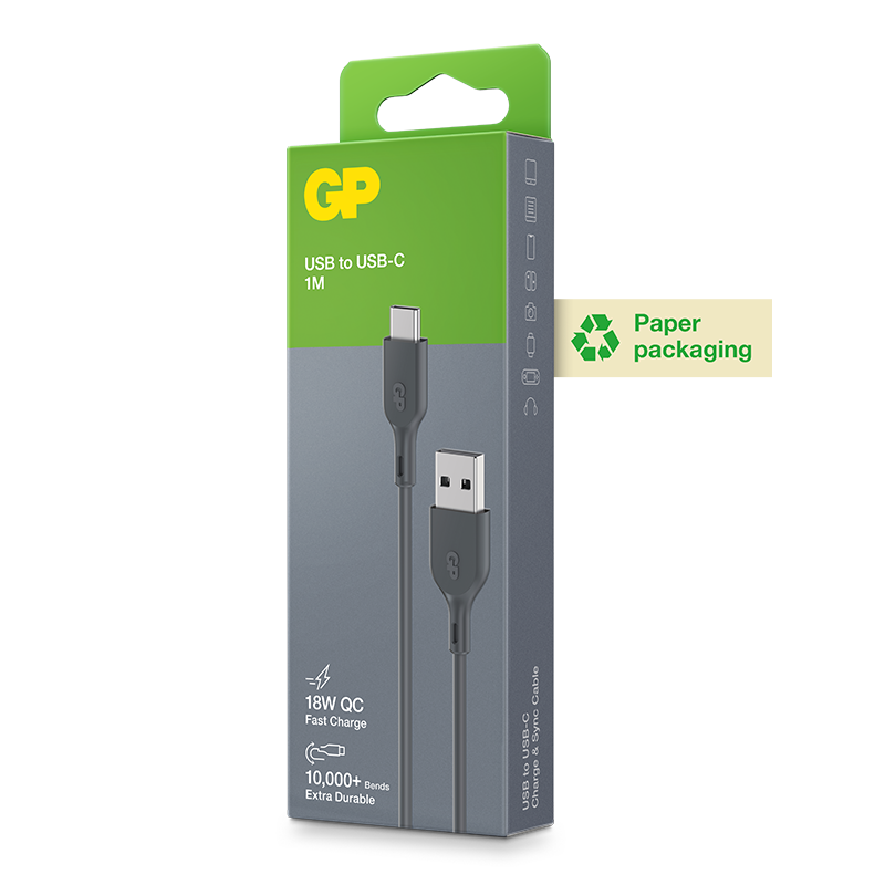 USB-Kabel USB-C till USB-A, 1 meter GRÅ / 1 M