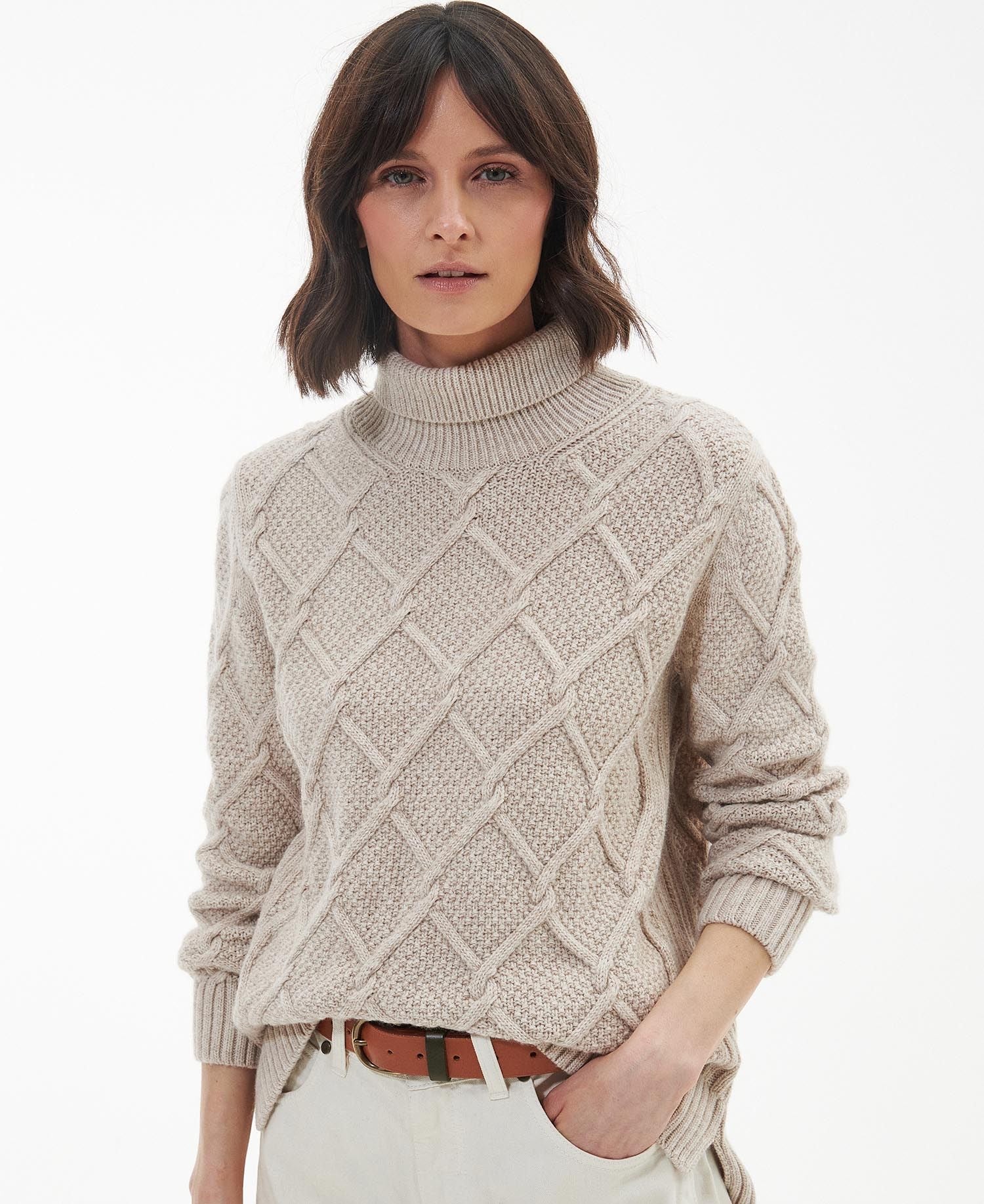 Burne Roll Neck Knit Stickad tröja CREAM / UK 12-M