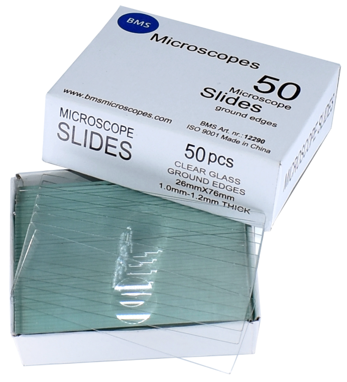 Objektglas med slipad kant och en fördjupning, ISO 9001 EN STL