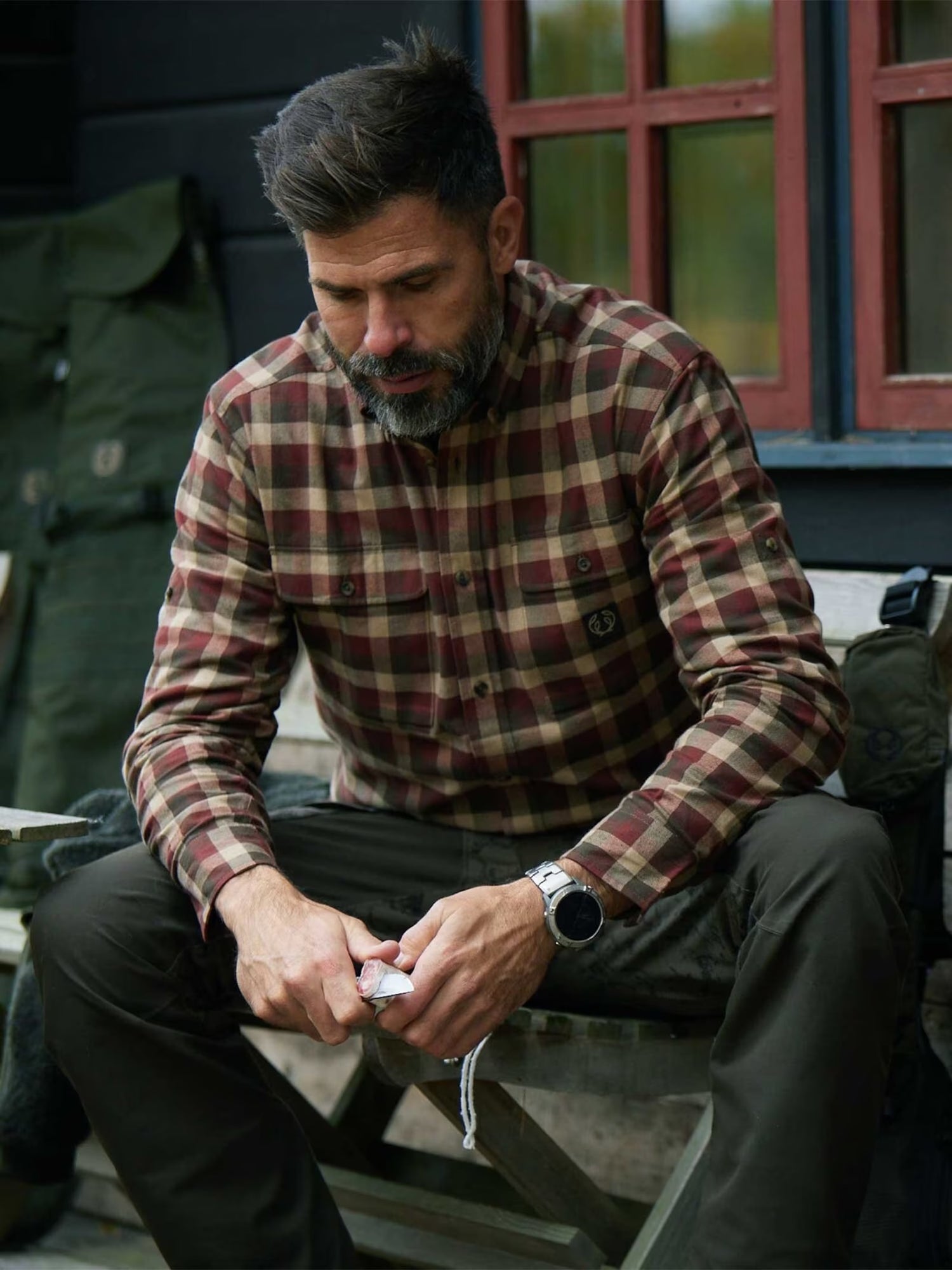 Heron Flannel Shirt Men HOLLY GREEN CHECKED / S