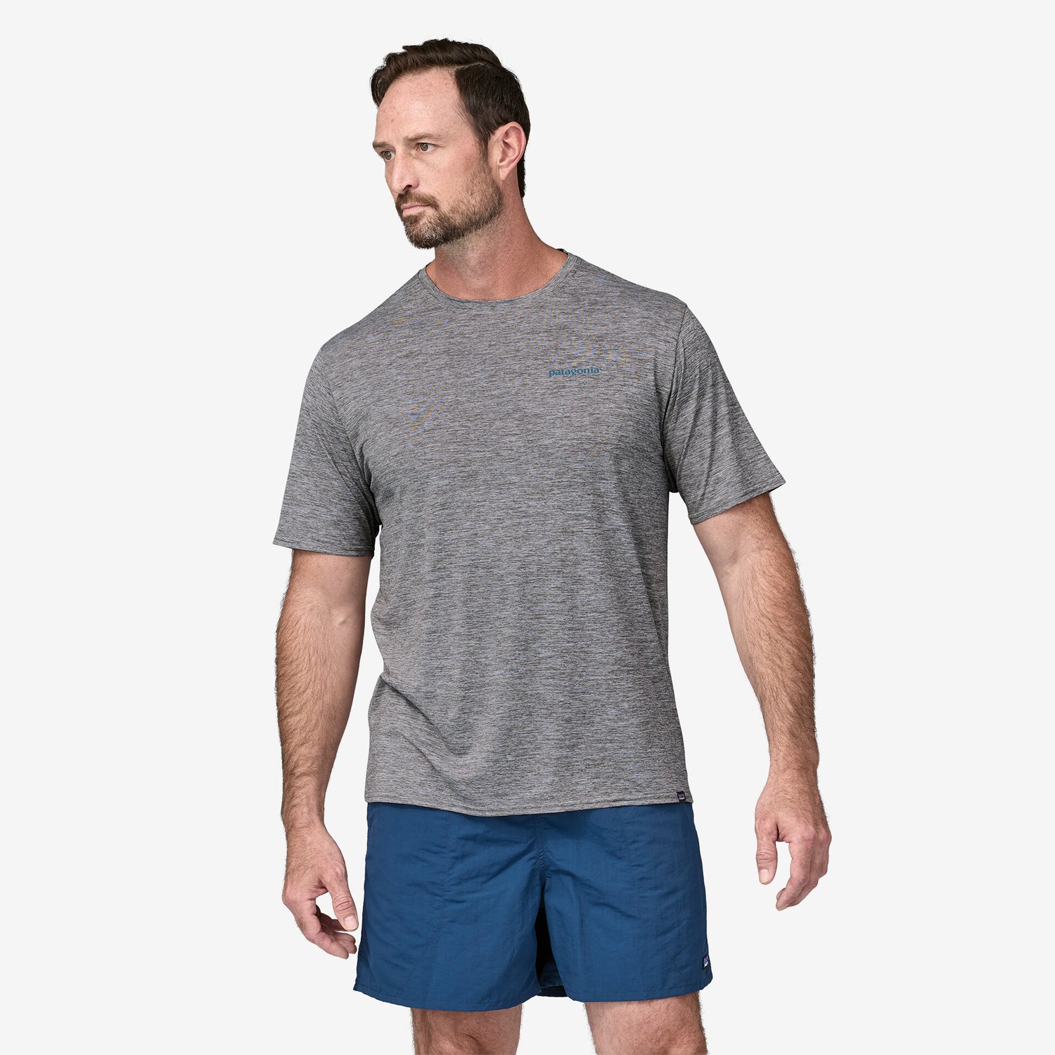 Men's Capilene® Cool Daily Graphic T-Shirt - Waters BOARDSHORT LOGO ABALONE BLUE: FEATHER GREY / S