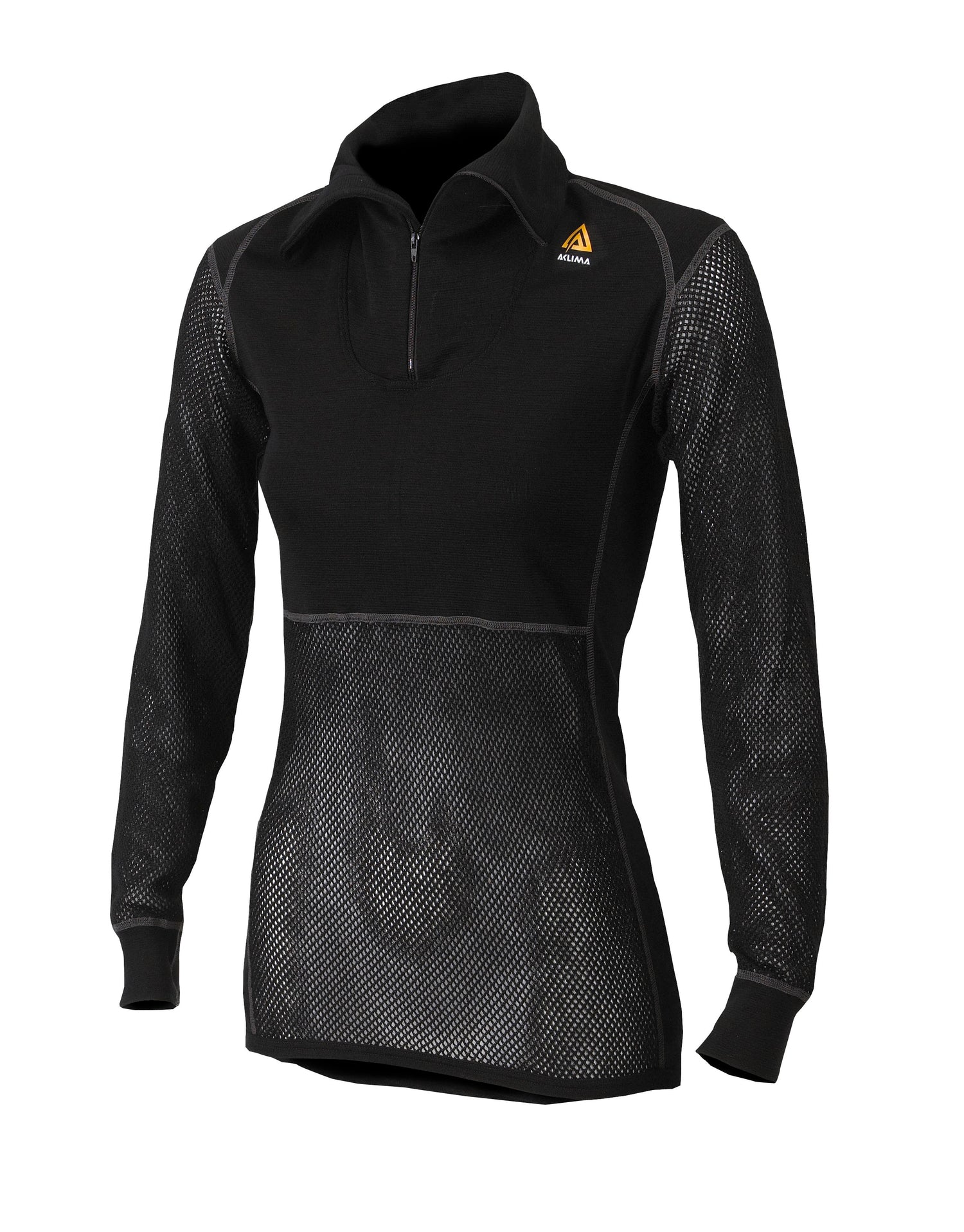WoolNet Original Polo w/Zip Women Jet Black JET BLACK / XS