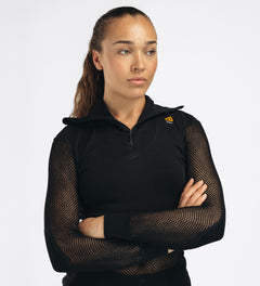WoolNet Original Polo w/Zip Women Jet Black JET BLACK / XS