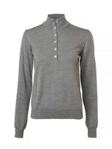 Blaise Buttoned Merino Pullover W SMOKED GREY / 36