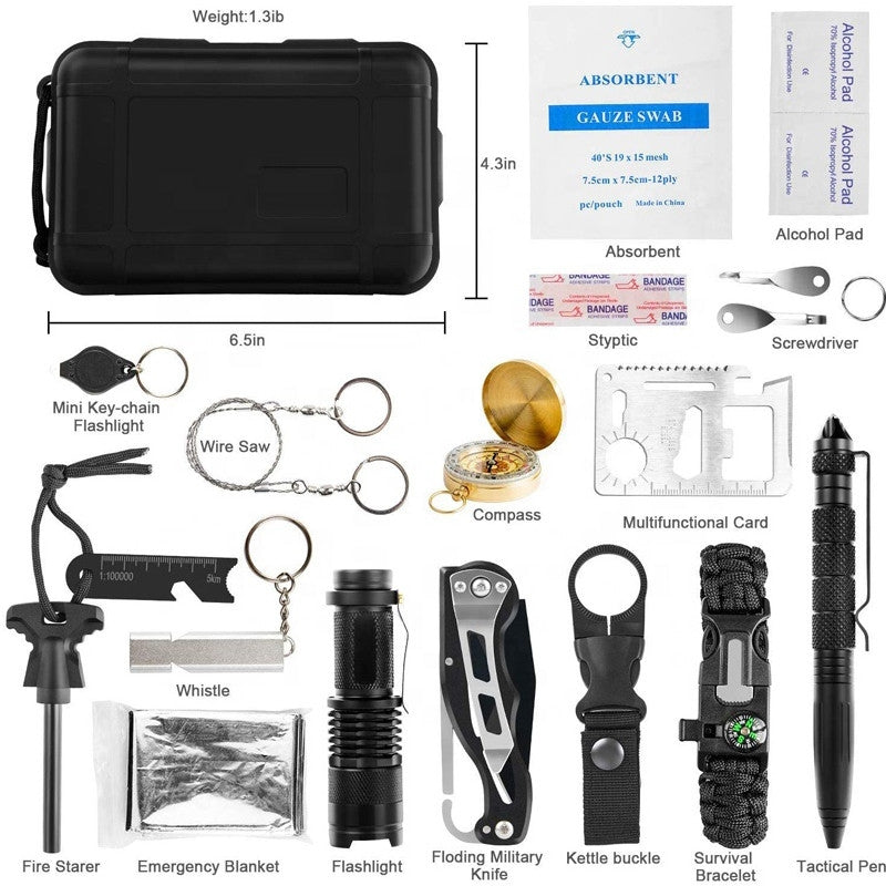18-in-1 Survival & Emergency Kit SVART/SILVER / ONE SIZE