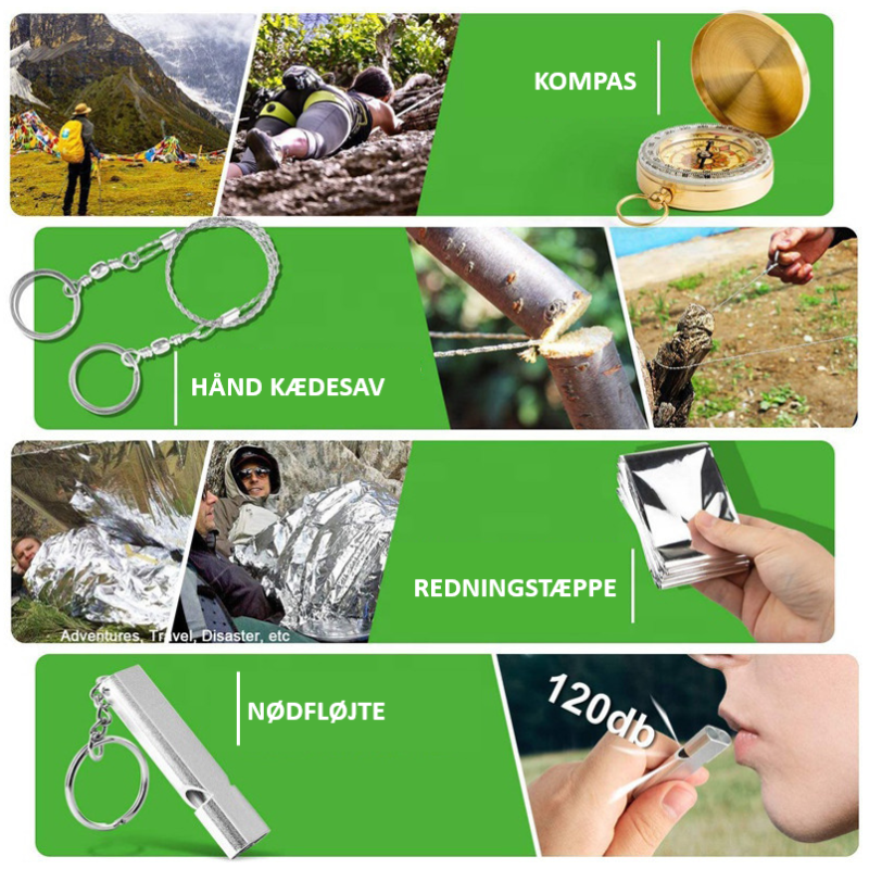 18-in-1 Survival & Emergency Kit SVART/SILVER / ONE SIZE