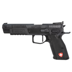 Pistol Drake 6 inches, Right hand, Steel / Alu, Black, SA only, Target Front Sight black, OR LPA, 9 9X19 MM / SA ONLY