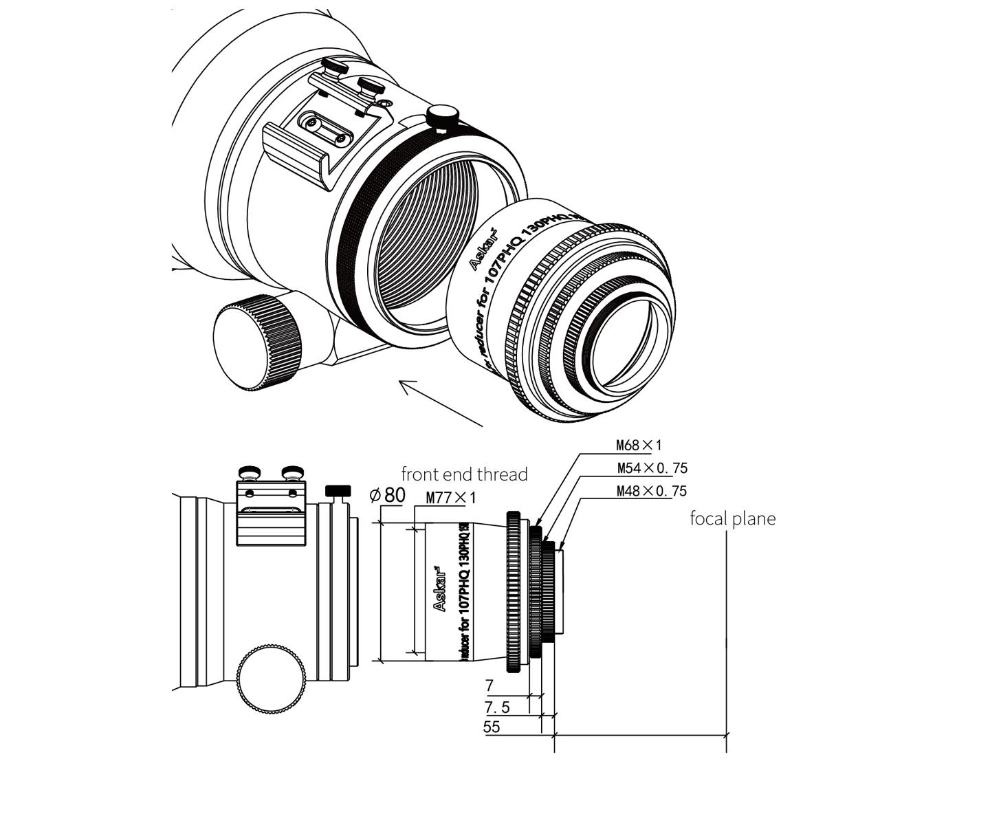 Askar 0.7x Reducer för 107PHQ, 130PHQ och 151PHQ 1 ST