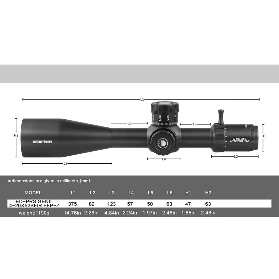 PRS 4-20x52 ED Gen2 FFP-Z MRAD Belyst Kikarsikte 1 ST