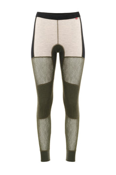 WoolNet Hybrid Longs Women OLIVE NIGHT/BEIGE MELANGE/JET BLACK / XS