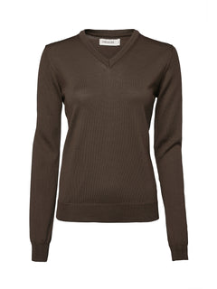 Blaise V-Neck Merino Pullover Women LEATHER BROWN / 38W