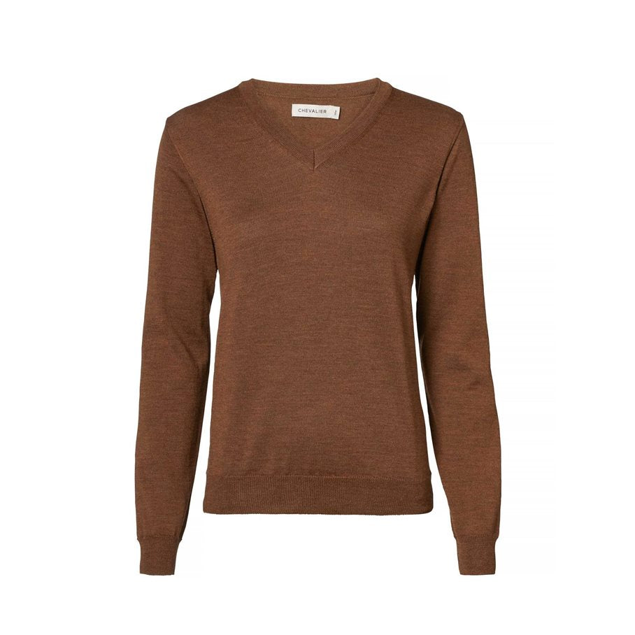 Blaise V-Neck Merino Pullover Women KASTANJ BRUN / 38W