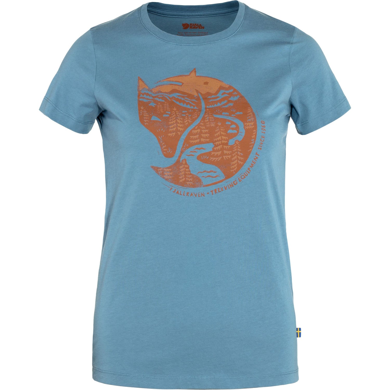 Arctic Fox Print T-Shirt Women DAWN BLUE/TERRACOTTA BROWN / L