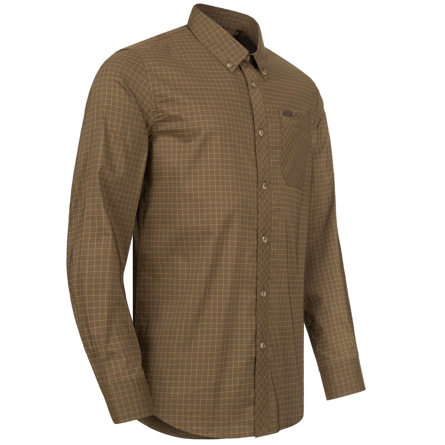 Men's Stretch Shirt Serge OLIVE/GREY CHECKED / M