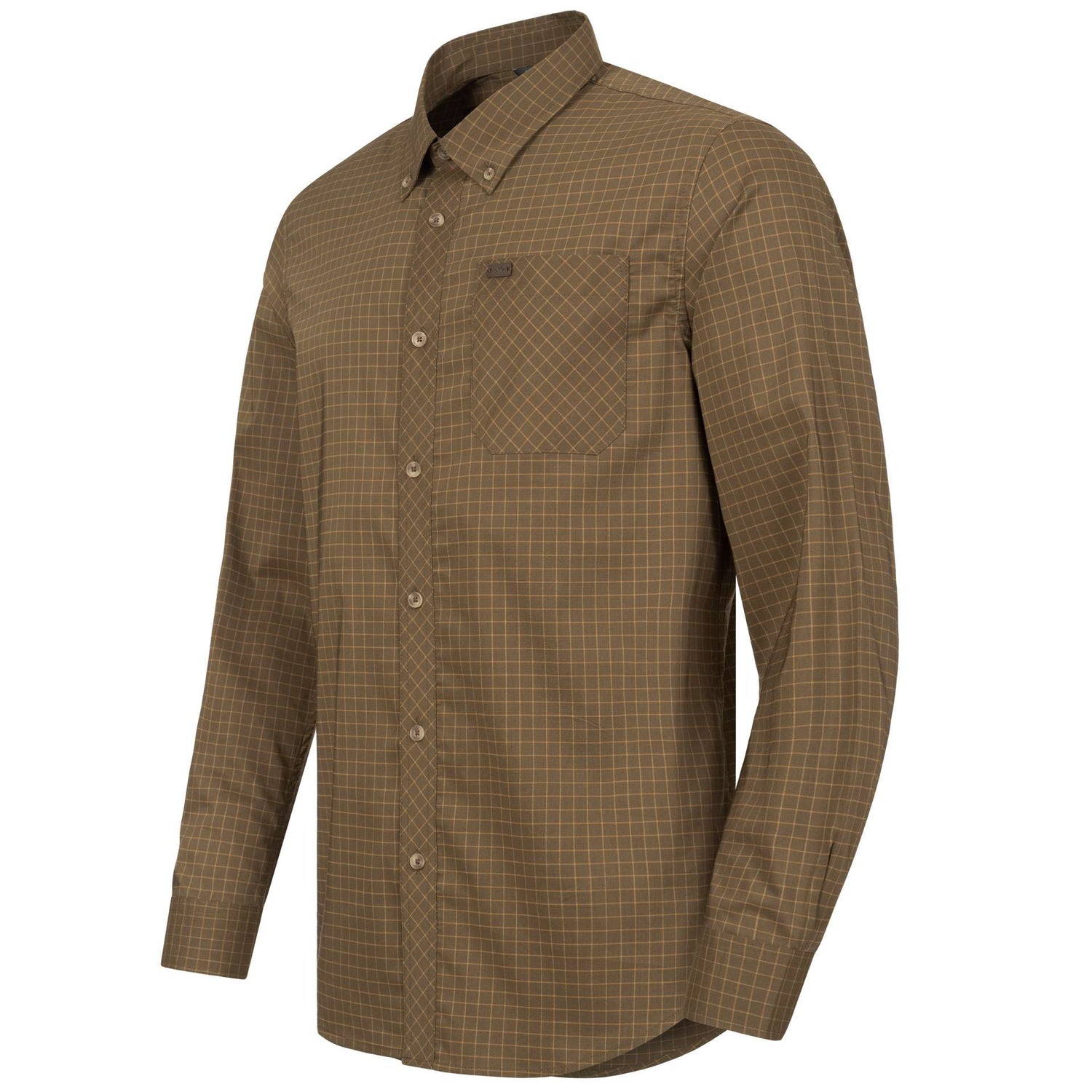 Men's Stretch Shirt Serge OLIVE/GREY CHECKED / M